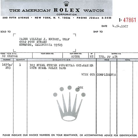 rolex watch writing receipt